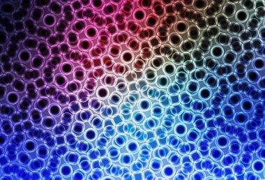 Koyu pembe, noktalı mavi vektör arkaplan. Parlak renkli soyut çemberlerin olduğu bir resim. İş ilanınız için tasarım.