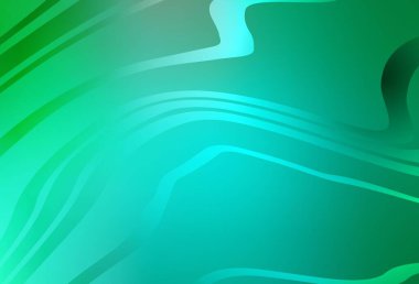 Bükülmüş çizgileri olan açık yeşil vektör düzeni. Basit eğri biçiminde parlak renkli bir illüstrasyon. İş tasarımınız için şablon.