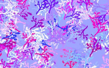 Açık mavi, kırmızı vektör soyut dizayn yapraklı, dallı. Yapraklar ve dallarla bulanık şekilli yaratıcı illüstrasyon. Markan için şık bir model..