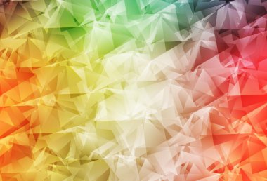 Açık yeşil, kırmızı vektör üçgen arkaplan. Çokgen şekilli bir örnek. Web siteniz için yeni bir doku.