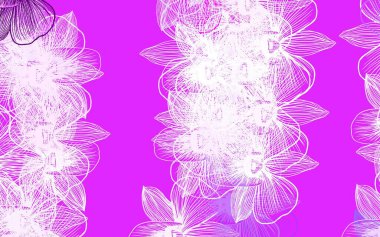 Çiçekli açık mor vektör çizimi. Karalama tarzında çiçekli renkli bir çizim. İş tasarımınız için yepyeni bir tarz.