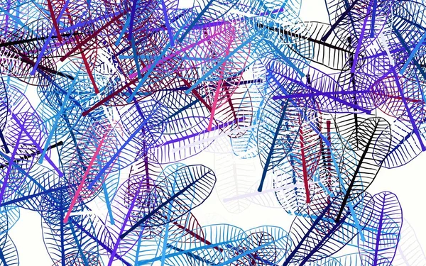 Bleu Clair Vecteur Rouge Fond Élégant Avec Des Feuilles Croquant — Image vectorielle