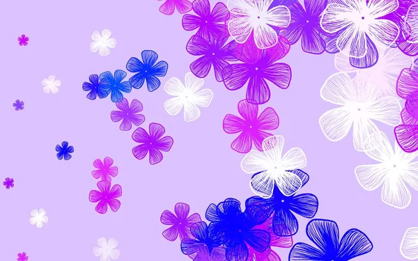 淡淡的粉红 蓝色的矢量 背景典雅 花朵繁茂 白色背景花朵的装饰设计 手绘网页设计 — 图库矢量图片