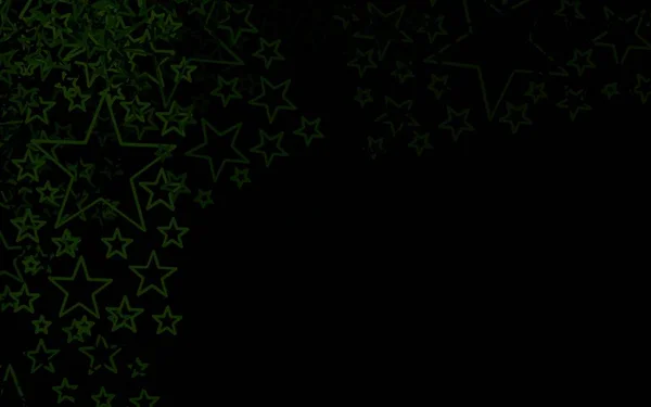 Fundo Vetorial Verde Escuro Com Estrelas Pequenas Grandes Ilustração Colorida — Vetor de Stock