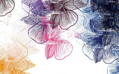 Açık mavi, kırmızı vektör çiçekli karalama arkaplanı. Çiçekli zarif, parlak bir illüstrasyon. Duvar kağıdı tasarımınız için yeni bir doku.