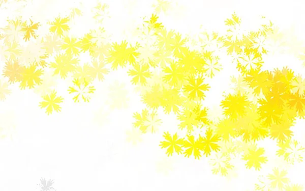 Светло Желтый Векторный Узор Цветами Цветы Натуральном Стиле Белом Фоне — стоковый вектор