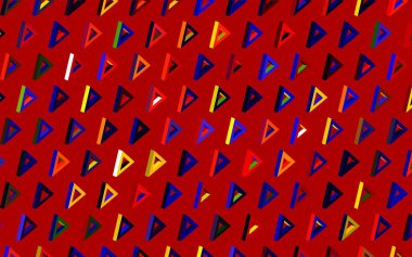 Koyu mavi, kırmızı vektör arka plan ve çokgen tarzı. Renkli üçgenlerin olduğu bir resim. Broşürler, broşürler için desen