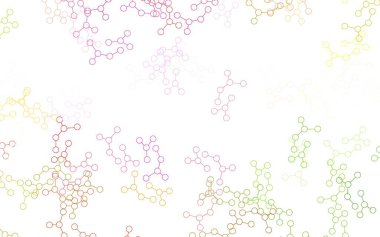 Açık Pembe, yeşil vektör arkaplanı ve yapay zeka verileri. Soyut şablondaki yapay zeka şekilleriyle parlayan illüstrasyon. Siber yeniliklerin tasviri için tasarım.