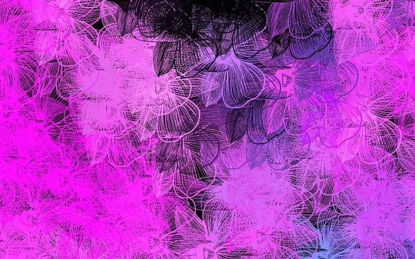 深紫色 粉红矢量抽象背景与花朵 闪烁着花的抽象图解 全新的商业设计风格 — 图库矢量图片