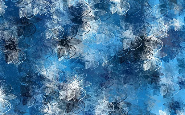 Modèle Naturel Vecteur Bleu Clair Avec Des Fleurs Fleurs Croquantes — Image vectorielle