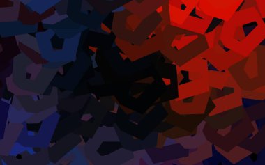 Koyu mavi, altıgen kümeli kırmızı vektör arkaplan. Bulanık yüzeyde renkli altıgenlerin çizimi. İş ilanınız için tasarım.