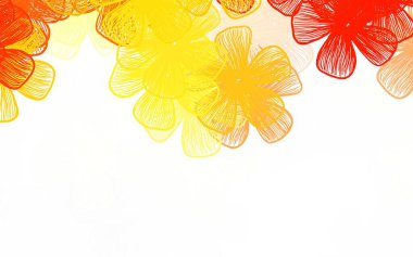 Açık Kırmızı, sarı vektör, çiçekli doğal sanat eserleri renkli soyut karalama çiçekleri. Duvar kağıdı tasarımınız için yeni bir doku.