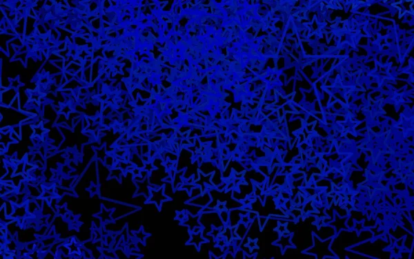Fondo Vectorial Azul Oscuro Con Estrellas Pequeñas Grandes Ilustración Decorativa — Vector de stock