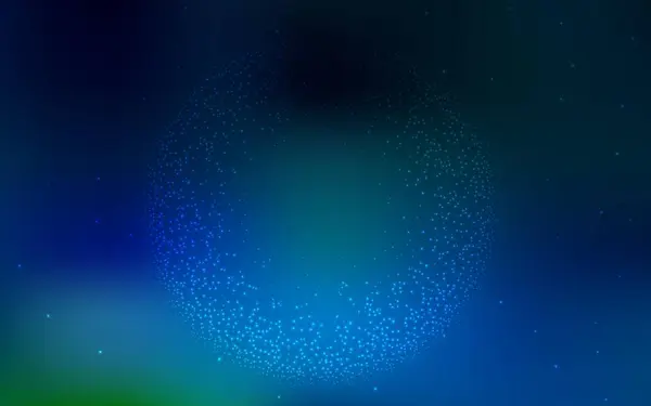 Bleu Foncé Agencement Vectoriel Vert Avec Étoiles Cosmiques Illustration Brillante — Image vectorielle