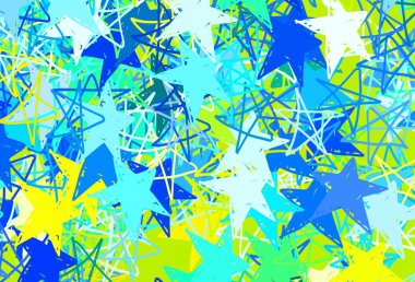 Açık mavi, güzel yıldızlı yeşil vektör dokusu. Bulanık dekoratif dizayn yıldızlı basit bir stilde. Fütürist reklamlar ve kitapçıklar için şablon.