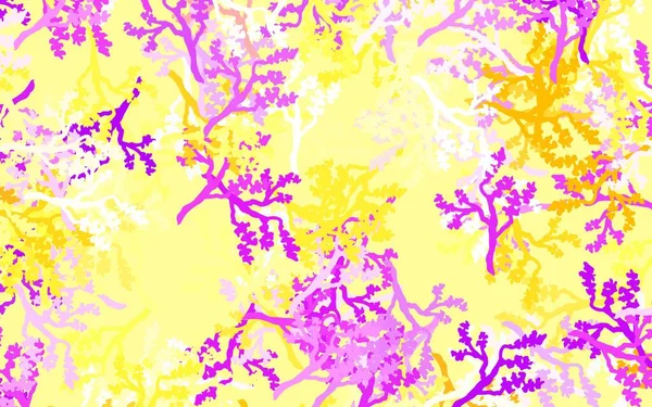 黄色矢量涂鸦纹理与叶 全新的彩色插图与树叶和树枝 您的业务最好的设计 — 图库矢量图片