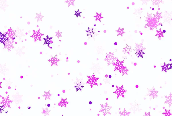 明るい雪のフレークとライトピンクのベクトルレイアウト 雪片と現代の幾何学的な抽象的なイラスト 新年の広告 小冊子のパターン — ストックベクタ