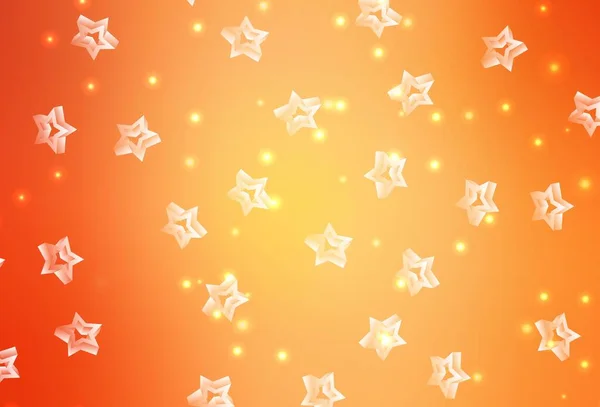 Padrão Vetor Laranja Claro Com Estrelas Natal Ilustração Colorida Brilhante — Vetor de Stock