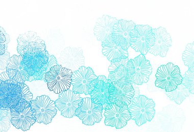 Koyu mavi, yeşil vektör yapraklı doğal sanat eseri. Beyaz arka planda eskiz karalama çiçekleri. Tasarımınız için yeni şablon.