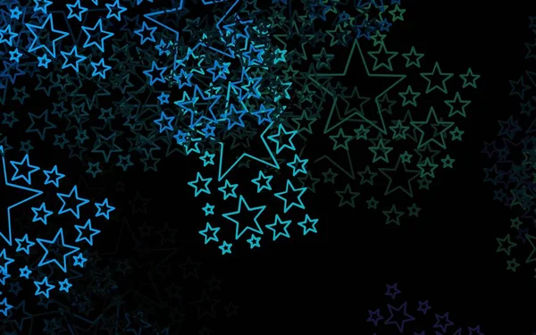 Azul Escuro Padrão Vetorial Verde Com Estrelas Natal Glitter Ilustração — Vetor de Stock