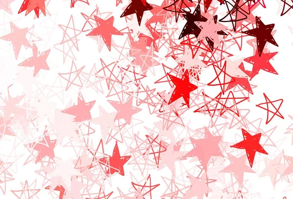 浅粉色 红色矢量背景 小的和大的恒星 用繁星装饰的简朴风格模糊了装饰设计 贵公司商业广告的精巧设计 — 图库矢量图片
