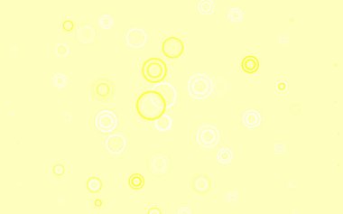 Açık sarı vektör arkaplan ve noktalar. Parlak renkli soyut çemberlerin olduğu bir resim. Güzel web siteleri için desen.