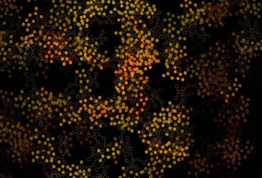 Koyu kırmızı, yapay zeka ağlı sarı vektör deseni. Yapay zekanın bağlantı ve noktalarıyla soyut illüstrasyon. Teklif verilerinin tanıtımı için akıllı tasarım.