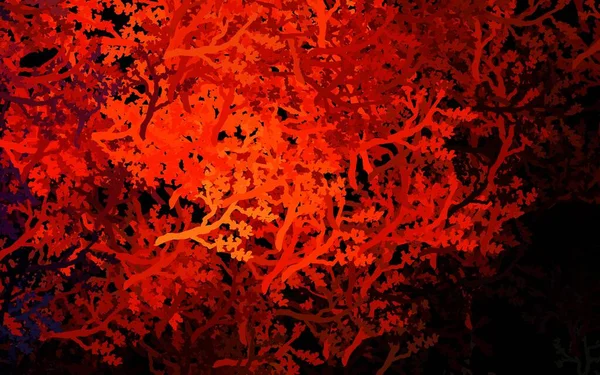暗色橙色矢量涂鸦背景与树 用抽象的树装饰插图 手绘网页设计 — 图库矢量图片