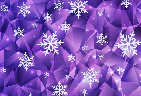 Textura Vectorial Púrpura Claro Con Copos Nieve Colores Estrellas Copos — Archivo Imágenes Vectoriales