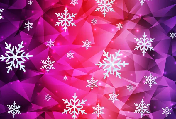 Luz Púrpura Plantilla Vectorial Rosa Con Copos Nieve Hielo Estrellas — Archivo Imágenes Vectoriales