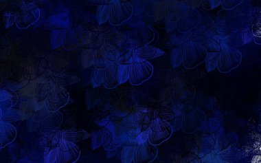 Koyu pembe, çiçekli mavi vektör karalama deseni. Beyaz arka planda eskiz karalama çiçekleri. Tasarımınız için yeni şablon.