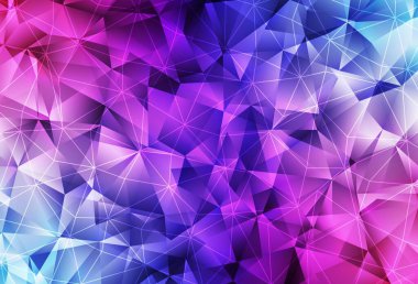 Koyu pembe, mavi vektör arkaplan, çizgiler, üçgenler. Üçgenli soyut gradyan çizimi. Kartvizitiniz için modern tasarım.