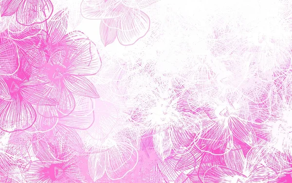 Светло Розовый Вектор Каракули Текстуры Цветами Цветы Натуральном Стиле Белом Стоковая Иллюстрация