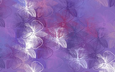 Açık Mor, çiçekli pembe vektör karalama deseni. Çiçekli yepyeni renkli bir illüstrasyon. İşiniz için en iyi tasarım..