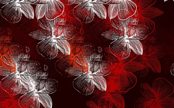 Patrón Garabato Vector Rojo Claro Con Flores Ilustración Abstracta Con — Archivo Imágenes Vectoriales
