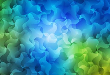 Açık mavi, eğri çizgileri olan yeşil vektör düzeni. Basit bir şekilde yepyeni renkli bir tasvir. Cep telefonu ekranları için arkaplan.