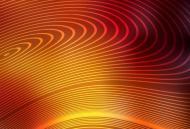 Koyu turuncu çizgili vektör şablonu. Kavisli çizgilerden oluşan parlak bir illüstrasyon. İş tasarımınız için şablon.