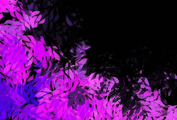 Темно Розовая Векторная Текстура Листьями Красочная Иллюстрация Стиле Каракулей Листьями — стоковый вектор