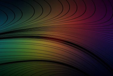 Koyu yeşil, kıvrımlı çizgileri olan kırmızı vektör düzeni. Renkli çizgileri ve şekilleri olan bir örnek. Cep telefonu ekranları için arkaplan.