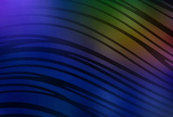 Mörkblå Gul Vektor Bakgrund Med Våta Linjer Glänsande Färgglada Illustration — Stock vektor