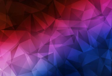 Koyu mavi, kırmızı vektör parlayan üçgen çizim. Çokgen tarzda tamamen yeni bir renk çizimi. Web siteniz için çokgen tasarım.