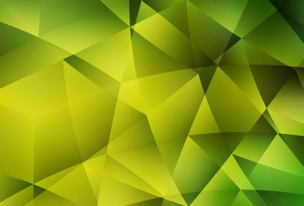Světle Zelená Žlutý Vektor Zářící Trojúhelníkovým Pozadím Geometrická Ilustrace Stylu — Stockový vektor