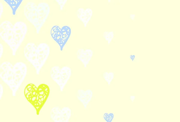 Світло Зелений Червоний Вектор Шаблон Сердцями Каракулів Сяючий Малюнок Серцем — стоковий вектор