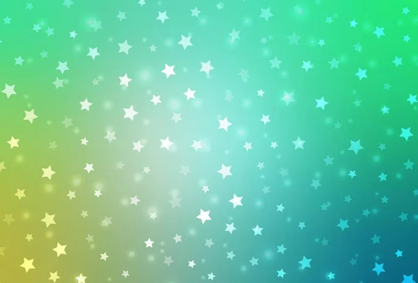 Plantilla Vectorial Verde Claro Con Copos Nieve Hielo Estrellas Ilustración — Vector de stock