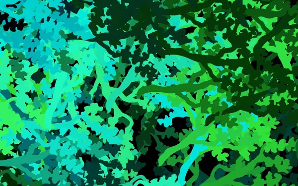 Темно Зеленый Векторный Фон Листьями Ветвями Иллюстрация Каракулями Абстрактном Шаблоне — стоковый вектор