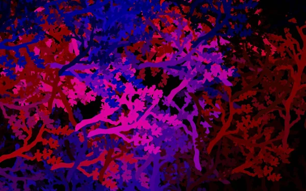 Темно Синий Красный Векторный Узор Деревьями Ветвями Красочная Абстрактная Иллюстрация — стоковый вектор