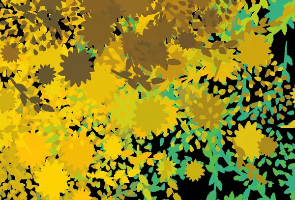 Темно Зеленый Желтый Векторный Фон Цветами Иллюстрация Красочными Градиентными Формами — стоковый вектор