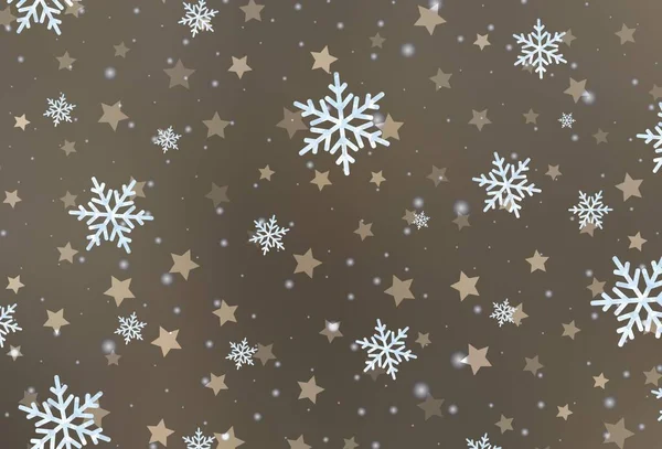 Lichtgrijze Vector Achtergrond Met Kerst Sneeuwvlokken Sterren Schitterende Kleurrijke Illustratie — Stockvector