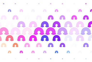 Açık mavi, gökkuşağı ve bulutlu kırmızı vektör arkaplanı. Gradyan gökkuşağı şekilli soyut çizimler. Eğlence tasarımları için çizim.