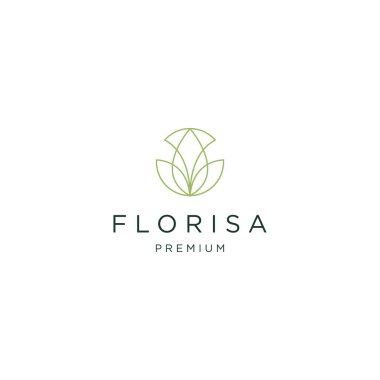 Doğa çiçeği güzellik çizgisi logo tasarım şablonu düz vektör